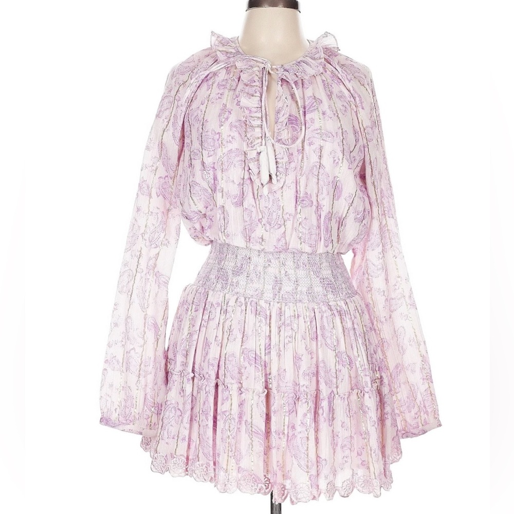 HEMANT & NANDITA Purple Floral Long Sleeve Dress